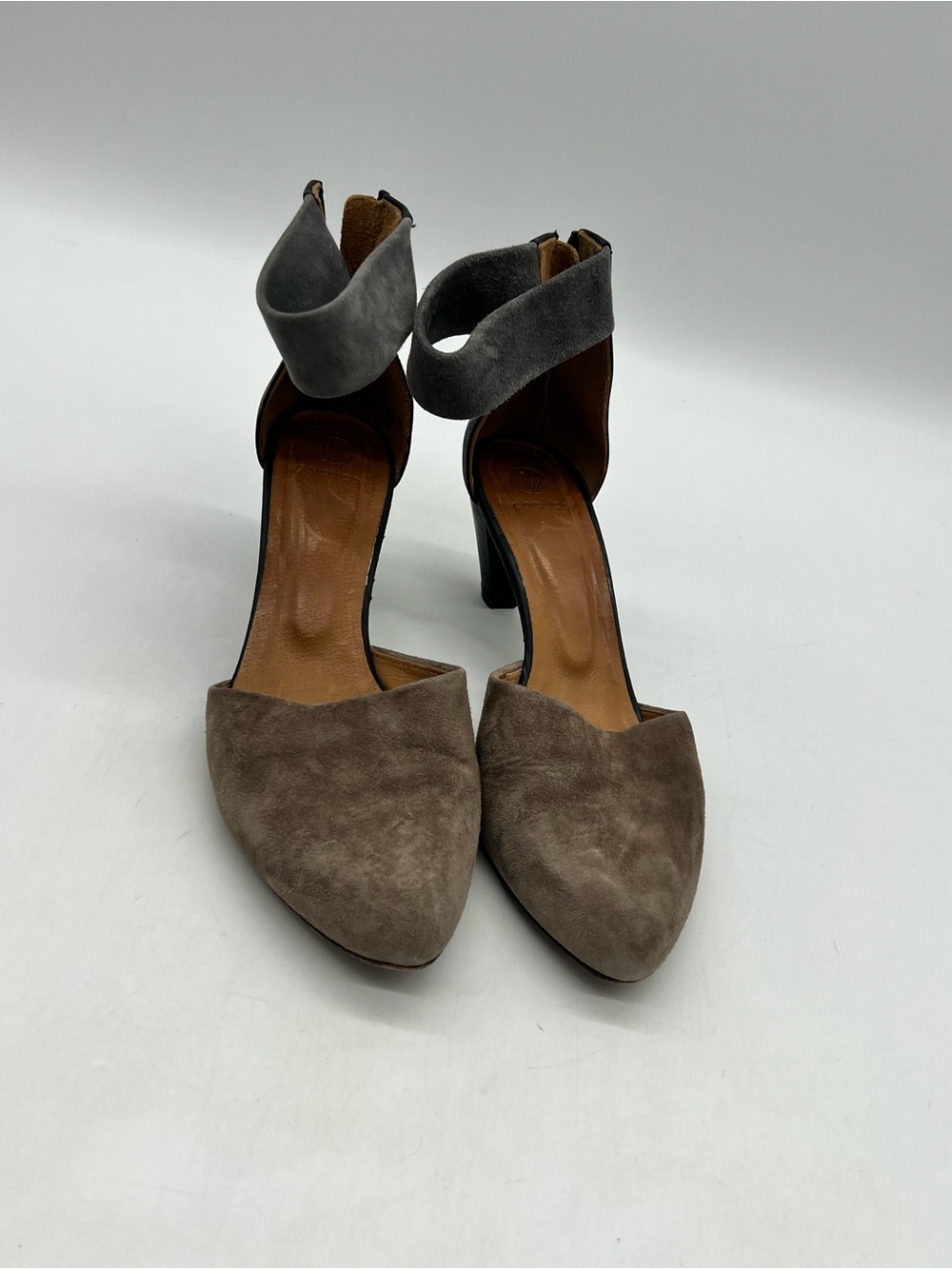 Coclico Cube Ringo Women’s 39 US 8.5 Black Gray Dress Heels Suede Leather Shoes